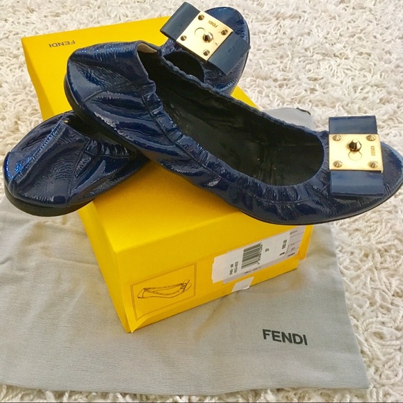FENDI Patent Flats in Indigo Blue - Size 6.5 - Picture 3 of 6